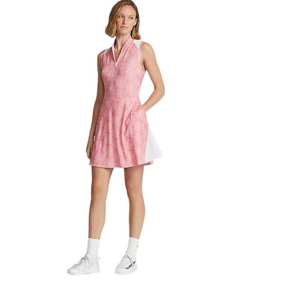 RALPH LAUREN RLX Salmon Pink Paneled Mesh Sleeveless Tennis Pickleball Dress XL - Picture 1 of 16